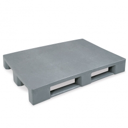 Schwerlastpalette im Euromaß mit 3 Kufen, LxBxH 1200x800x155 mm, Oberdeck geschlossen, grau