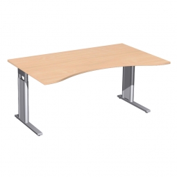 Schreibtisch PREMIUM höhenverstellbar, Buche/Silber, BxTxH 1600x800/1000x680-820 mm