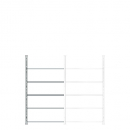 Ordner-Anbauregal mit 5 Böden, kunststoffbeschichtet, Schraubsystem, BxTxH 1000x300x1850 mm