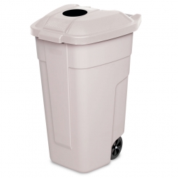 Fahrbare Tonne - 100 Liter mit Einwurföffnung im Deckel, BxTxH 510x550x850 mm, Korpus beige/Deckel beige