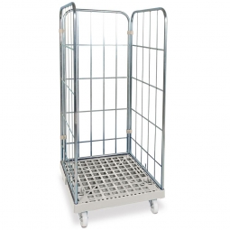 Gitterrollwagen für Eurobehälter, LxBxH 815x682x1660 mm, 3-seitig, grau
