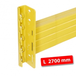 Tragbalken für Palettenregale, Stecksystem, Länge 2700 mm, Profilhöhe 120 mm, inklusive Sicherungsclips