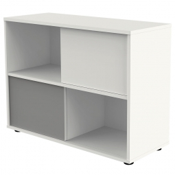 Schiebetürenschrank, 2 Ordnerhöhen, Front weiß/graphit, BxTxH 1000x400x750 mm