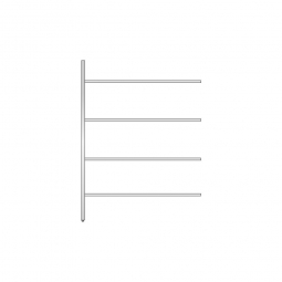 Aluminium-Anbauregal mit 4 Gitterböden, Stecksystem, BxTxH 1475x400x2000 mm, Nutztiefe 380 mm