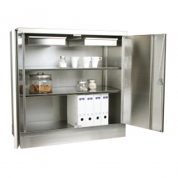 Edelstahl-Klapptürenschrank, BxTxH 500x500x1000 mm, Material V2A-4301, 1 mm stark