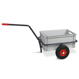 Handwagen mit Kunststoffkasten, H 280 mm, grau, LxBxH 1250x640x660 mm, Tragkraft 200 kg