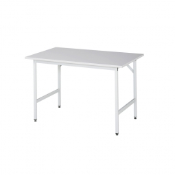 Arbeitstisch mit Melaminharz-Tischplatte, BxTxH 1250x800x800-850 mm, Gestell lichtgrau RAL 7035