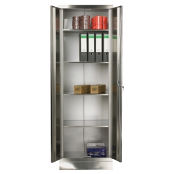Edelstahl-Materialschrank BxTxH 600x500x1800 mm, V2A-4301, 1 mm stark, innen mit festen Einlegeböden
