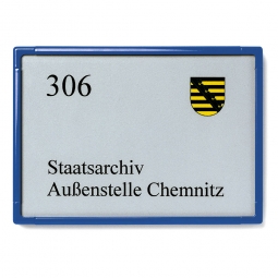 Türschild "Rom", enzianblau RAL 5010, 110x155 mm, DIN A 6
