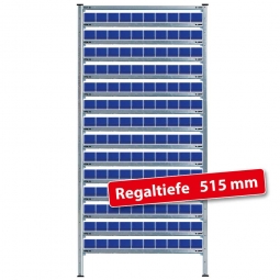 Steckregal, verzinkt, BxTxH 1070x515x2000 mm, mit Regalkästen LxBxH 500x91x81 mm