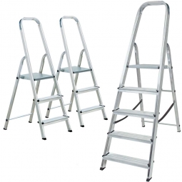 Spar-Set mit 3 Alu-Bügelleitern, 2x Bügelleiter mit 3 Stufen + 1x Bügelleiter mit 5 Stufen