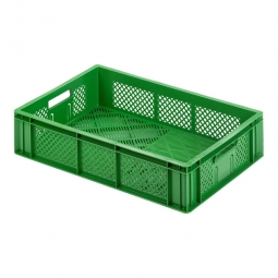 Obst- und Gemüsesteigen, LxBxH 600x400x133 mm, 24,5 Liter, grün