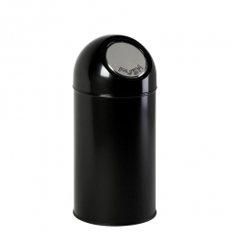 Push-Abfallbehälter mit Innenbehälter, schwarz, Inhalt 40 Liter, HxØ 670x310 mm, Stahlblech