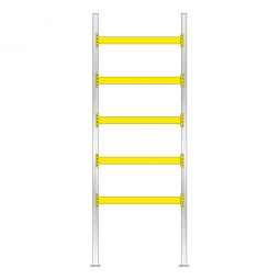 Palettenregal für 12 Europaletten, BxTxH 2025x1100x5500 mm, Tragbalkenebenen mit 38 mm Spanplattenböden, Fachlast 2200 kg/Tragbalkenpaar