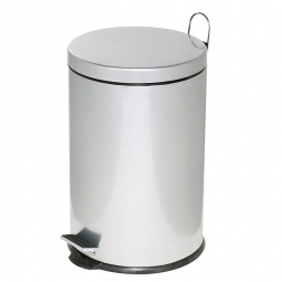 Tret-Abfalleimer, Inhalt 20 Liter, silber, HxØ 455x295 mm, Deckelöffnung mit Pedalmechanik
