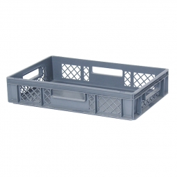 Eurobehälter mit 4 Durchfassgriffen, LxBxH 600x400x120 mm, 23 Liter, grau