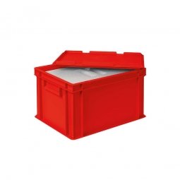 EPS-Thermobox in Eurobox mit Deckel, LxBxH 400x300x235 mm, rot