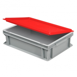 Scharnierdeckel für Euro-Stapelbehälter, LxB 400x300 mm, rot, Gewicht 450 g