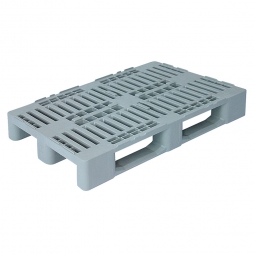 Euro-Hygienepalette H1 mit 3 Kufen, Sicherungsrand und Mittelarretierung, LxBxH 1200x800x160 mm, Oberdeck durchbrochen, grau