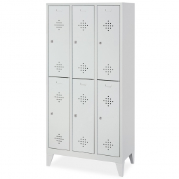 Stahl-Fächerschrank mit Füßen und Zylinderschloss, 6 Fächer, BxTxH  900x500x1850 mm