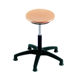Arbeitsdrehhocker mit 5 Bodengleitern, Sitz-Ø 340 mm, Buche natur lackiert