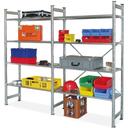 Fachbodenregal "Flex" mit 8 Fachböden, Stecksystem, BxTxH 2105x315x2000 mm, glanzverzinkt, Tragkraft 100 kg/Boden