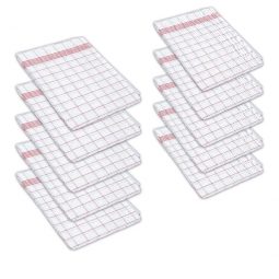 10er-Set Geschirrtücher mit rot/weißem Karomuster, LxB 800x600 mm, Zwirnhalbleinen entspr. TB3/G29