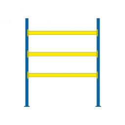 Palettenregal für 12 Europaletten, BxTxH 2925x1100x3500 mm, Tragbalkenebenen mit 38 mm Spanplattenböden, Fachlast 1800 kg/Tragbalkenpaar