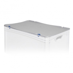 Scharnierdeckel für Euro-Stapelbehälter -Profi-, LxB 400x300 mm, Farbe grau, mit 2 Scharnieren, Gewicht 0,34 kg