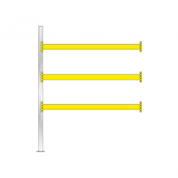 Paletten-Anbauregal für 12 Europaletten, Tragbalkenebenen mit 38 mm Spanplattenböden, Fachlast 1800 kg/Tragbalkenpaar, BxTxH 2785 x 1100 x 3500 mm