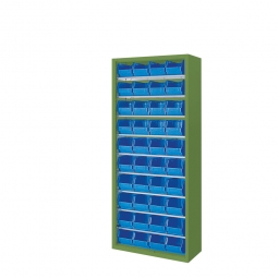 Schrank mit Sichtboxen, ohne Türen, BxTxH 700x300x1690 mm, resedagrün RAL 6011