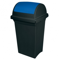 Schwingdeckel-Abfallbehälter blau / anthrazit, BxTxH 430x390x760 mm, 50 Liter, Polypropylen-Kunststoff