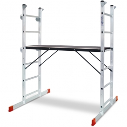 Alu-Leitergerüst, belastbar bis 135 kg, Arbeitshöhe bis 2,95 m, Plattform BxTxH 1200x410x955 mm