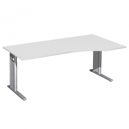 Schreibtisch PREMIUM höhenverstellbar, rechts, Lichtgrau/Silber, BxTxH 1800x800/1000x680-820 mm