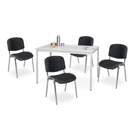 5-teilige Sitzgruppe "Perfekt": 4 Polsterstühle, Bezug schwarz + 1 Tisch, BxTxH 1200x800x750 mm