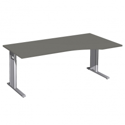 Schreibtisch PREMIUM höhenverstellbar, rechts, Graphit/Silber, BxTxH 1800x800/1000x680-820 mm