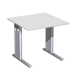 Schreibtisch PREMIUM höhenverstellbar, Quadrat, Lichtgrau/Silber, BxTxH 800x800x680-820 mm