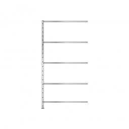 Schnellbau-Steck-Anbauregal, glanzverzinkt, BxTxH 1210x510x2400 mm, mit 5 Fachböden
