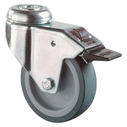 Apparate-Lenkrolle mit Feststellbremse, Rad-ØxB 100x23 mm, Tragkraft 65 kg, grau