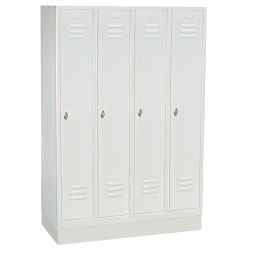 Kleiderspind mit Sockel und Drehriegelverschluss, 4 Abteile, BxTxH 1190x500x1800 mm