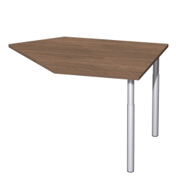 Datenanbautisch PREMIUM links, Nussbaum/Silber, BxTxH 1060x1225x680-820 mm, höhenverstellbar
