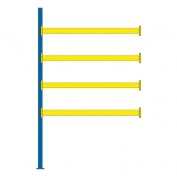 Paletten-Anbauregal für 15 Europaletten, Tragbalkenebenen mit 38 mm Spanplattenböden, Fachlast 2900 kg/Tragbalkenpaar, BxTxH 2785 x 1100 x 4500 mm