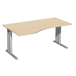 Schreibtisch PREMIUM höhenverstellbar, links, Ahorn/Silber, BxTxH 1600x800/1000x680-820 mm