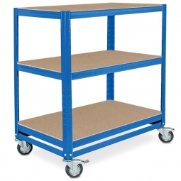 Kommissionierwagen/Etagenwagen mit 3 Ebenen, BxTxH 900x500x1030 mm, blau, Tragkraft 200 kg