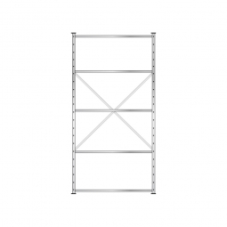 Fachbodenregal Flex mit 5 Fachböden, Stecksystem, glanzverzinkt, BxTxH 1270x415x2500 mm, Tragkraft 125 kg/Boden