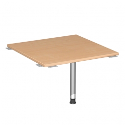 Verkettungsplatte, Volleck 90° Komfort, Gestell silber, Dekor Buche, BxT 800x800 mm