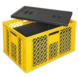Eurobehälter mit EPP-Isolierbox, LxBxH 600x400x320 mm, 25 Liter, gelb