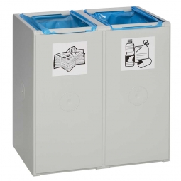 Abfall- und Wertstoff-Trennsystem, BxTxH 505x405x570 mm, 40 Liter, 2-fach, lichtgrau