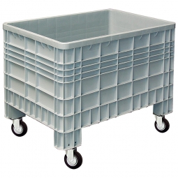 Palettenbox mit Außenrippen und 4 Rollen, Außenmaße LxBxH 1170x800x950 mm, grau