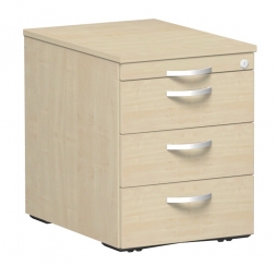 Rollcontainer, 4 Kunststoffschubladen, Ahorn, BxTxH 438x600x565 mm